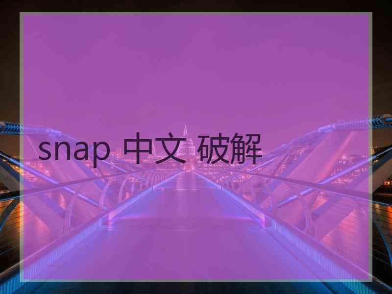 snap 中文 破解