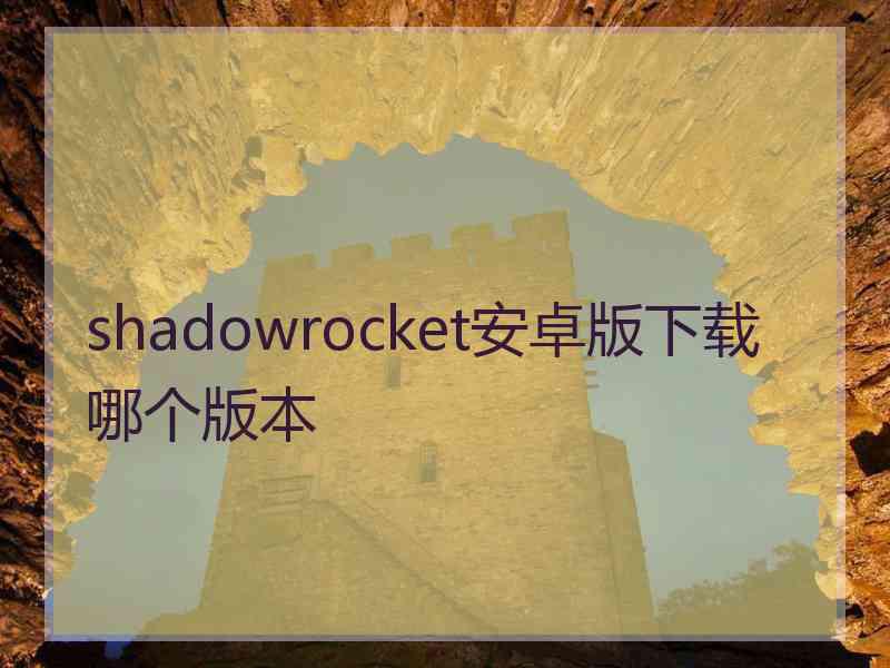 shadowrocket安卓版下载哪个版本